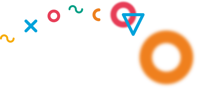 Grafismo de formas geométricas coloridas.